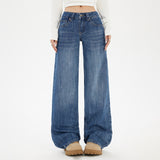 YC& Vintage Low-Rise Loose-Fitting Broad-Legged Trousers Autumn And Winter In Straight-Panel Pants Show Thin Jeans New Female New