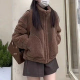 Lamb Wool Coat Woman 2025 Autumn And Winter Short Version Of Korean Version Of Long-Sleeved Imitation Lamb Velvet Jacket