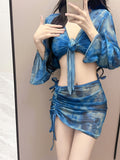 Bikini Four-Piece Bikini Swimsuit Women Split 2026 New Conservative Long-Sleeved Meat Cover Thin Swimsuit Women
