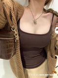 696# Summer With Chest Cushions Small Sling Vest Women Tight Body Pure Desire To Wear Inside And Outside The Bottom Of The Bottom