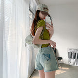 Light Blue Denim Shorts Women 2025 Summer New High-Waisted Super Sexy Fashion Thin Design Babes Skirts