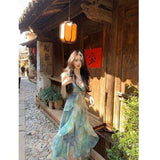 French Inter-Forest Floes Dopamine Temperamental Sling Dress With New Summer Mid-Slide