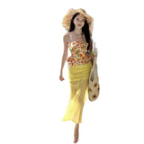 Yellow Out-To-Shoulder Short-Term Waist-To-Corset Blouse Half-Dressed Two Sets Of Summer Hot Girls Giant Good-Looking Suit