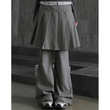 Korean Version Of Chic Niche Design Sweet Cool Wind Fake Two Metal Buckle Skirt Trumpet Trousers Trousers 3 Colors