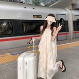 2025 New Sweet Chiffon Neck Dress Fairy Summer Seaside Holiday Dress Temperament High-Level Feeling Shoulders