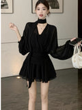 French Sexy Design Feeling Waist Slightly With Long-Sleeved Dress 2026 Spring And Autumn New Sexy A Skirt