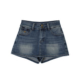 Vintage Blue A-Word Denim Skirt Girl Summer New Hot Babes Bag Hips Two Short Skirt Pants