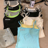 1067 #People's Cotton Fake Two Design With Chest Pad Sling Vest Inside The Women's Summer Wear Hottie Top