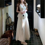 Kyoto Tea Room V-Neck Cereise Lace Embroidery Spliced Short-Sleeved Bow Blouse Dress Suit Summer Girl