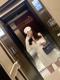 Beverly Famous Gold Button Temperament Coat In The Long-Skin Knitted Sweater