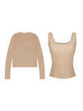 Knitting Season_Soft Sky Silk Cardigan With Two Sets Of White Knitted Cardigan Outside The Sunscreen Air Conditioning Shirt