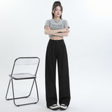 Suit Pants Women's Spring And Autumn Thin High Waist-Hanging Casual Gray Summer Narrow Version Of Drag Straight Broad Leg Sunscreen Pants