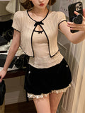 Comfortable And Beautiful Ootd Pure White Milk Tea Color Woven Flower Knitting Series Of New Women Thin And Light Luxury
