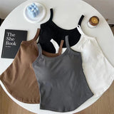 1017# Autumn New Cotton White Small Sling With Chest Cushion Integrated Design Sense Vest In The Bottom Of The Women