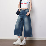 Vintage Blue Do Old Polished White Texture Eight Women Jeans 2026 Spring New Loose Leisure Broad Leggings