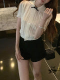 Miu Is A Good Card, The Little Ma's Hair Summer Knitted Doll Collar Short-Sleeved Shirt Woman