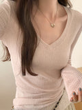 Pure Desire Low-Collar Micro-Permeable Sunscreen Hooded Women's Spring And Summer New High-End Sense V-Neck Knitted T-Shirt Thin Top Repair