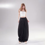 YC&2-Color Retro High-Rise Loose-Fitting Cived Trousers Tight Waist Wide Leg Trousers Pantyhose Panties Casual Trousers Women