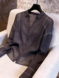 European High-End Linen Black Large-Size Coat Women 2026 Summer New Light Luxury Temperament Thin Shirt