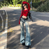 YC& Vintage Water Wash Low-Rise Hottie Horned Pants Lay Sense Of Early Autumn Jeans Women & Long Pants
