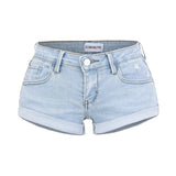 Low-Waisted Cat Curly-Ribble Denim Shorts Worn Design Super Shorts Hot Street Thin Hot Pants