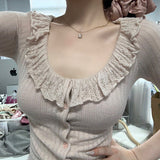 Sweet And Sweet Properties Of Fine Lace Collar Knitting Top Super Fire Age Shirt Cardigan Two Thin