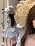 College Style Lace Splicing Punt Skirt Women's Summer New Small Man Wearing A Bow Short Broken Floral Dress