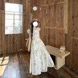 Small Flying Sleeve Square Collar Broken Flower Dress Women's Summer 2025 New Seaside Vacation Tea Break French Temperament Dress