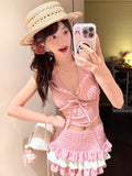 Ounces Swimsuit Girl Cute Pure Sexy Hanging Neck Bikini Side Cake Skirt Hot Spring Bathing Suit