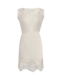 [Elegance Time] Silk Wool Water-Soluble Lace Denim Dress Sleeveless Bag Hips
