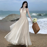2025 Chic And Stunning Sleeveless Neck Dress Summer New Gentle Temperament To Show Lanky Skirt
