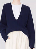 Big V-Neck Sweater Women's 100 Wool Knit 2025 New Autumn And Winter Thick Loose Short Bottom Sweater Lazy