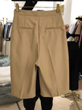 Five-Point Suit Trousers Women's Summer Thin 2025 New Large-Size Women's Loose Thin High-Waisted Wide-Legged Shorts