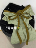 Pure Want To Repair Slim Slim Bumpy Clothes Summer New French Word Shoulder Bows Short-Sleeved T-Shirt Girl