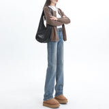 BJH 0118 Trousers Women's New Autumn And Winter Retro High-Waist Narrow Version Straight Blue Jeans