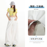 1114 Design Sense Retro Hottie Scissors Trousers Set Thin Multi-Pocket Broad-Legged Workwear Casual Pants Regular
