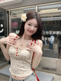 9118 # Human Cotton Pure Lust Wind Two Broken Flower Slings Outside Wearing Summer Hottie With Chest Cushion Top