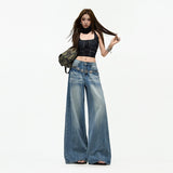 Vintage Summer Heavy Lifting Bamboo Festival Fabrics Casual Loose Broad Leg Drag Jeans