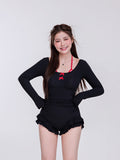 Wow 2026 New Swimsuit Slim Breast Conservative Students Female Thin Hot Spring Senior Feeling Beautiful Conjoint Long Sleeve