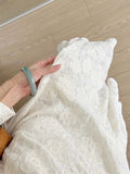 Spring And Autumn 2025 New Famous Tea Crest French Dress High Sensing White Chiffon Embroidered Fishtailȹs