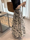 High-Waisted Floral Half-Dress Station 2025 Summer New Chic Korean Loose High-Waist Leisure Long Skirt