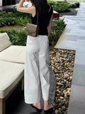 White Nine-Point Straight Suit Pants Women 2026 New Spring And Summer Show Thin High Waist Small Narrow Version Of Broad Leg Pants