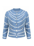 Wool Blended Temperament Small Scent Pearled Tidly Designed 7-Sleeve Baby Knitted Cardigan Coat Woman