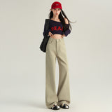 Autumn And Winter Main Push Color Tie High Waist Straight Jeans Trousers & Length Routine