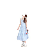 French Blue Striped Sleeveless Sleeveless Vest Dress Women's Summer 2026 Unique Beauty Slimy Dress