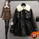 Large-Size Lady Wears 2025 New Fat Sister Fashion Temperament Lumbar Fur Locomotive Plus Velvet Coat