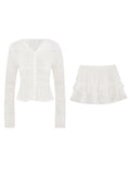 Soft Sister 60 100 Wool Knitted Hollow Top Lace Skirt / Polo Short Sleeve