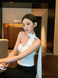 953# Early Autumn New Hottie Mesh Neck Ribbon Braid Repair Crucifix Drill Fixed With Chest Cushion