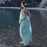 2026 Day Silk Collar Hanging Neck Sling Dress Women's New Summer Dress French Long Skirt