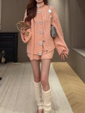Sentosa West Lazy Wind Wool Casual Set Of Loose Button Knitted Straight Shorts